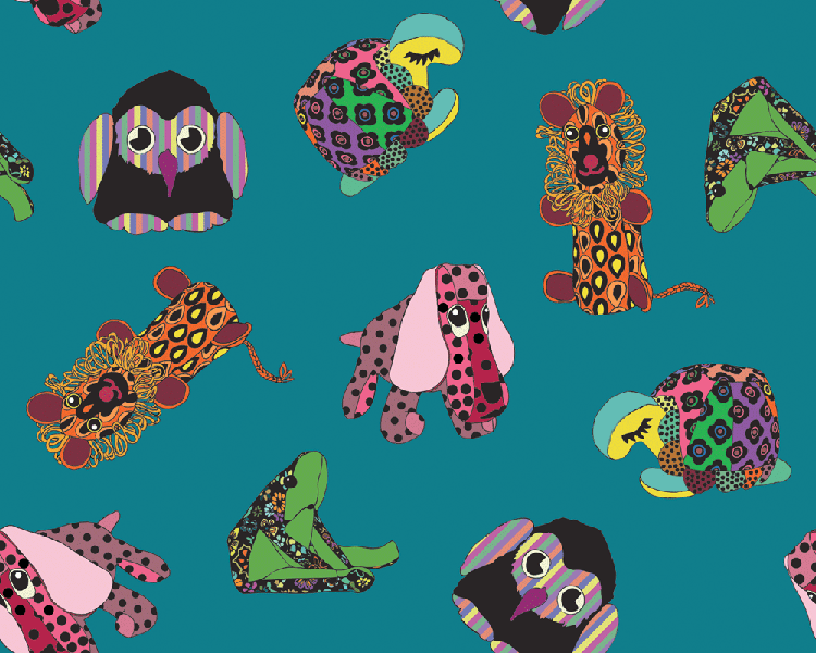 Stuffed toys wallpaper swatch
