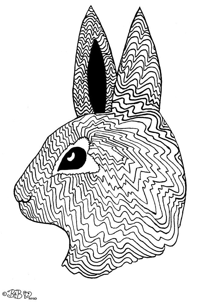 Bunny head art download for colouring