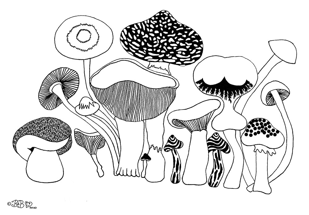 Shrooms art download for colouring